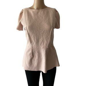 Animale Pale Pink Suede Organic Size M Peplum Fringe Top